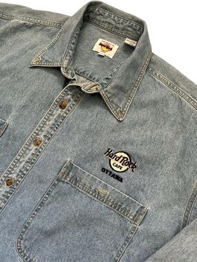 Vintage Hard Rock Cafe Ottawa Light Wash Denim Shirt